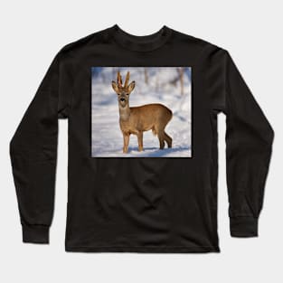 Roe buck in the snow Long Sleeve T-Shirt